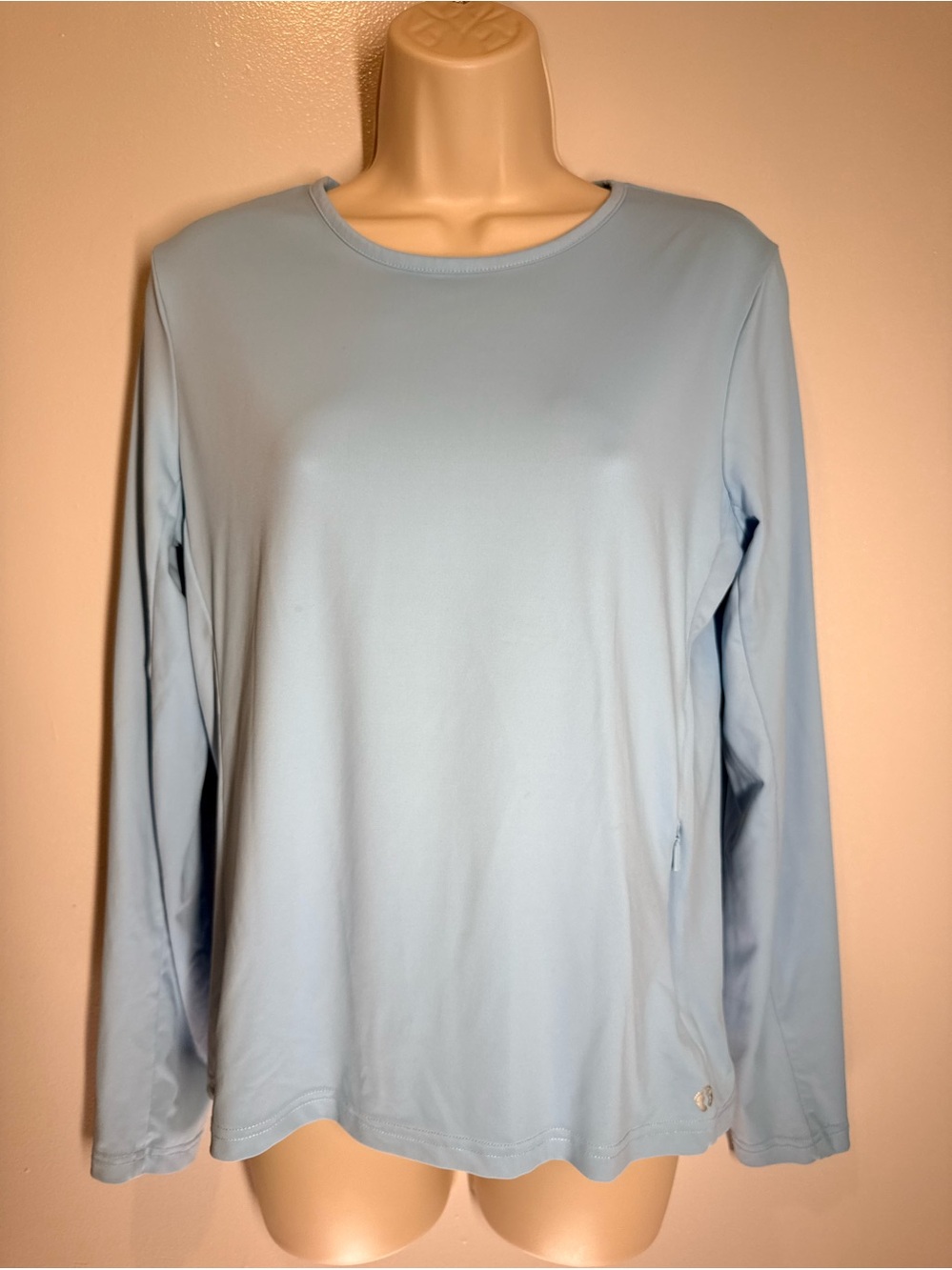 Light Blue Long-Sleeve Crew Neck Men's Shirt spf 50 Small